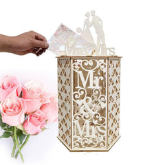 Heart Shaped Wooden Gift Card Box for Weddings and Birthdays