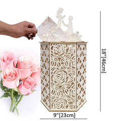 Heart Shaped Wooden Gift Card Box for Weddings and Birthdays