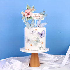 5pcs Purple Butterfly Cake Insert Party Decorations
