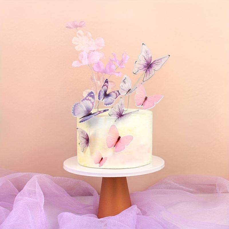 5pcs Purple Butterfly Cake Insert Party Decorations