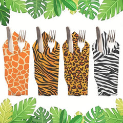 20pcs Jungle Safari Animal Print Napkins Floral Pattern Restaurant Decor