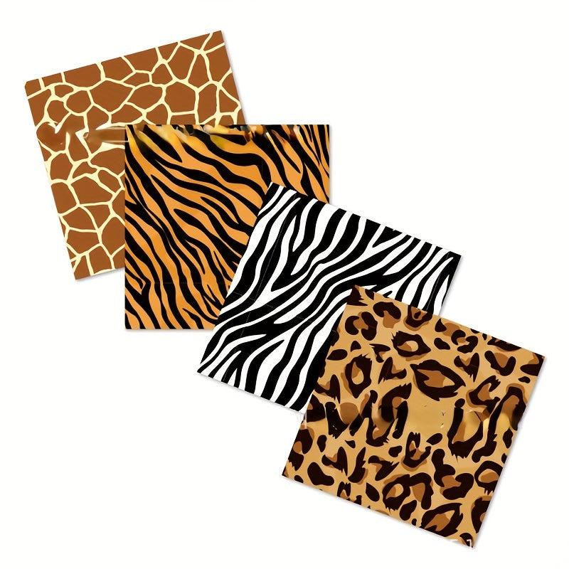 20pcs Jungle Safari Animal Print Napkins Floral Pattern Restaurant Decor