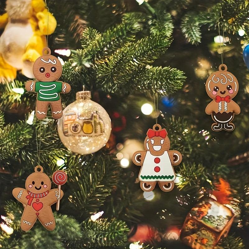 12pcs Gingerbread Man Ornaments Christmas Tree Decorations Assorted Figurines