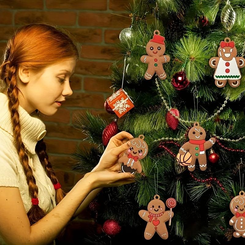 12pcs Gingerbread Man Ornaments Christmas Tree Decorations Assorted Figurines