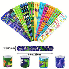 24pcs Slap Bracelets Kids Bulk Wristbands Animals Heart Print 12 Designs