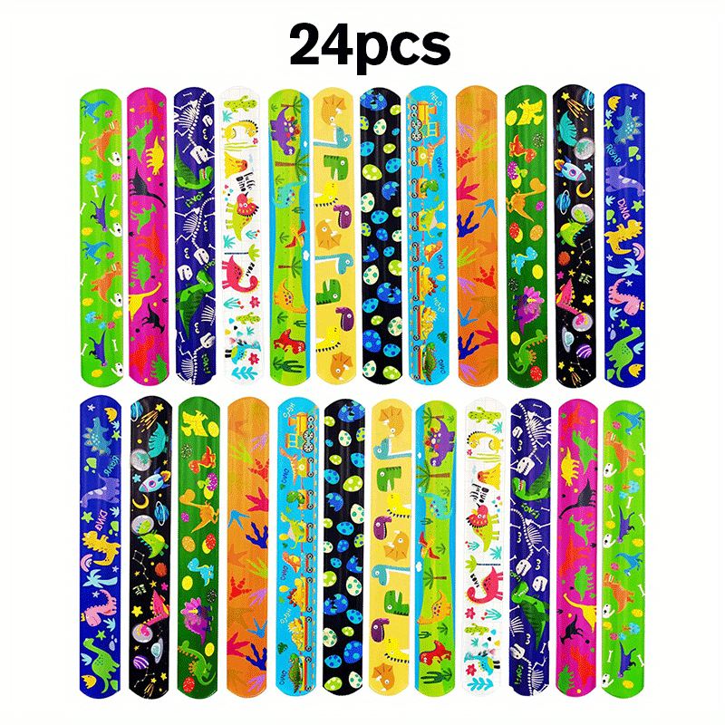24pcs Slap Bracelets Kids Bulk Wristbands Animals Heart Print 12 Designs