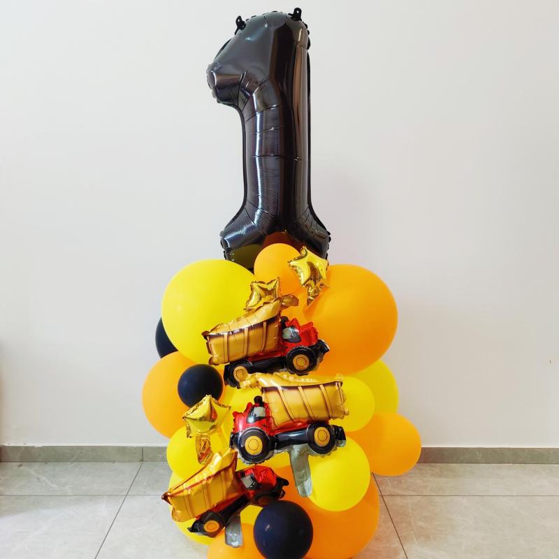 29pc Age Number Balloons Construction Truck Balloon Boy Birthday Party Decor