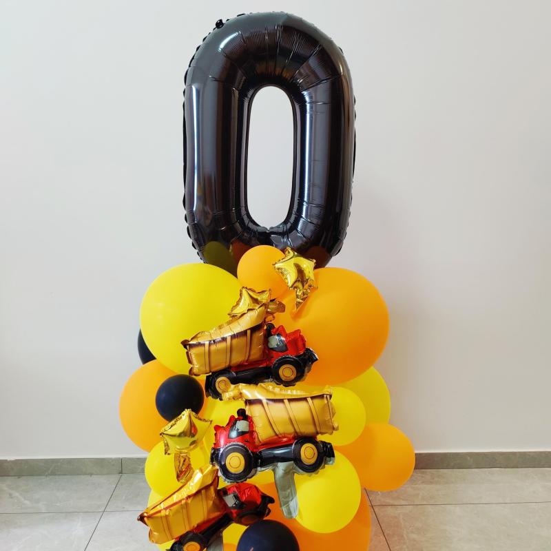 29pc Age Number Balloons Construction Truck Balloon Boy Birthday Party Decor