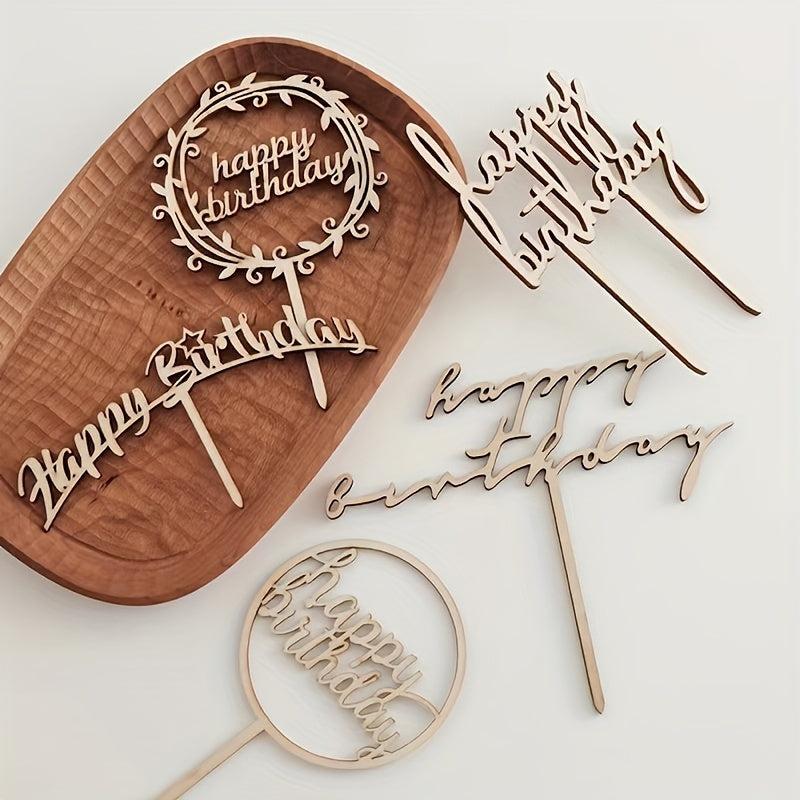 Wooden Cake Topper Stand Party Tassel Stand Birthday Decor Cake Sticker