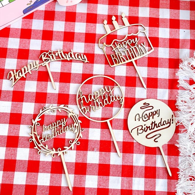 Wooden Cake Topper Stand Party Tassel Stand Birthday Decor Cake Sticker