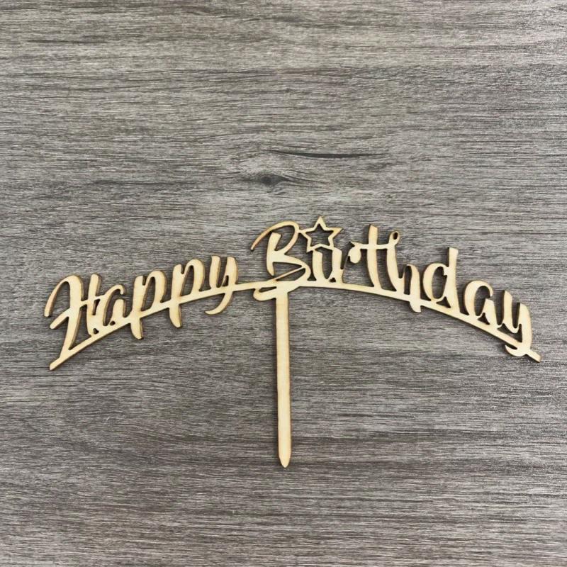 Wooden Cake Topper Stand Party Tassel Stand Birthday Decor Cake Sticker