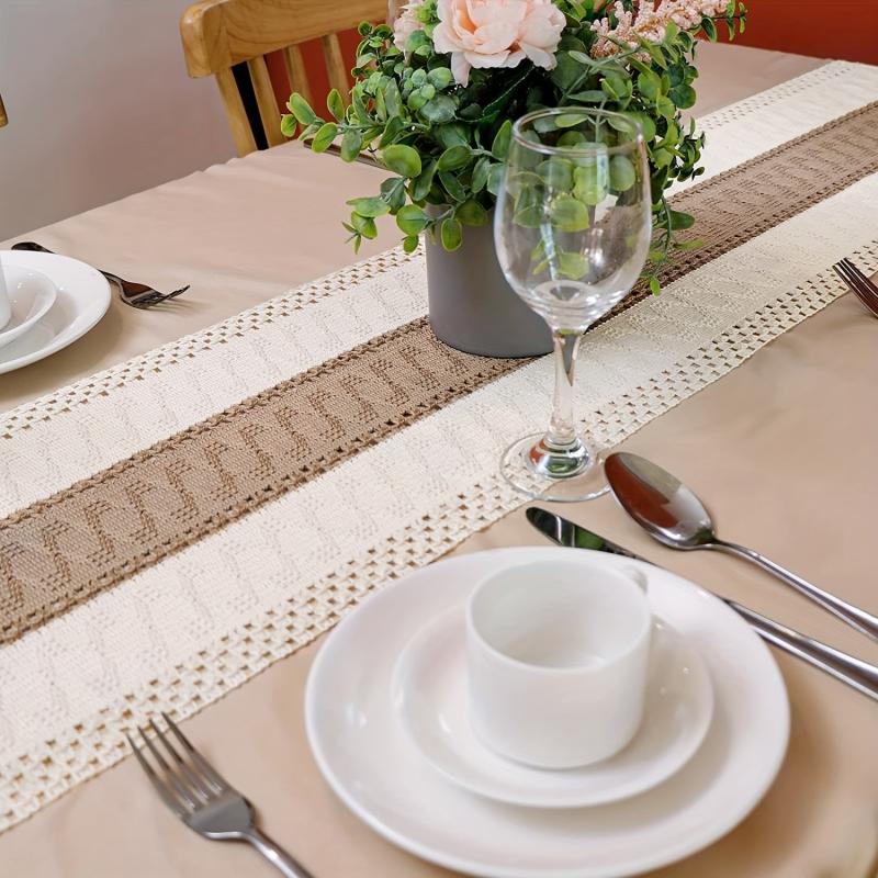 Boho Table Runner 30 48cmx182 Splicing Cotton Tassels for Wedding Bridal Shower