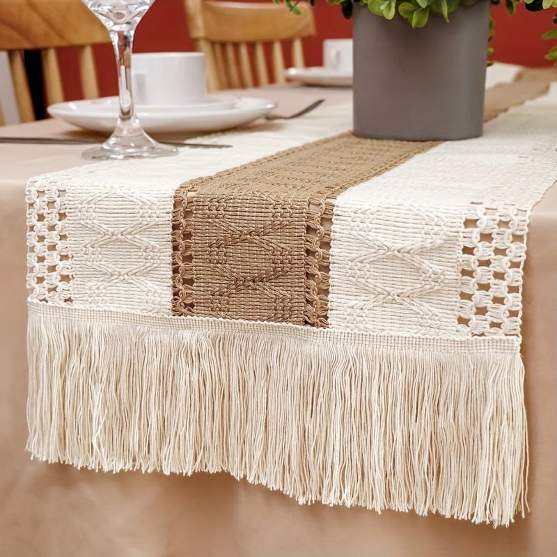 Boho Table Runner 30 48cmx182 Splicing Cotton Tassels for Wedding Bridal Shower