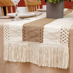 Boho Table Runner 30 48cmx182 Splicing Cotton Tassels for Wedding Bridal Shower