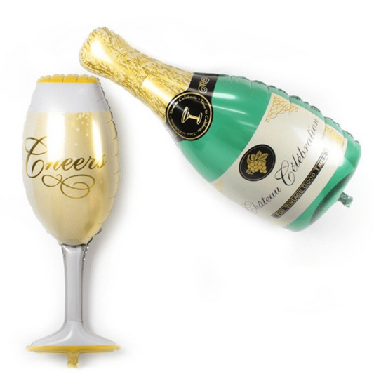 2pcs Champagne and Cup Beer Glass Foil Balloons for Parties Events