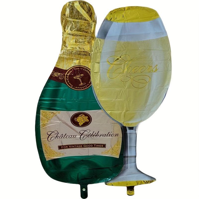2pcs Champagne and Cup Beer Glass Foil Balloons for Parties Events