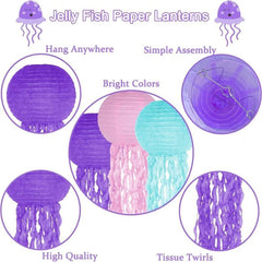 6pcs Jelly Fish Paper Lanterns Hanging Lanterns