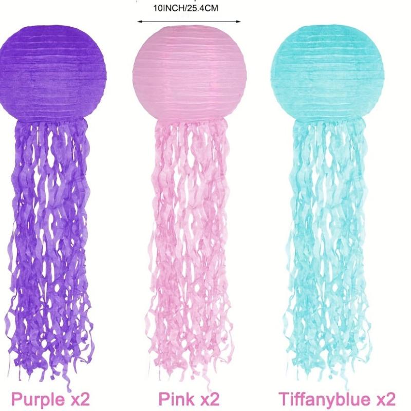 6pcs Jelly Fish Paper Lanterns Hanging Lanterns