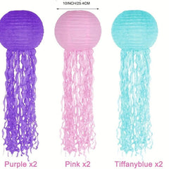 6pcs Jelly Fish Paper Lanterns Hanging Lanterns