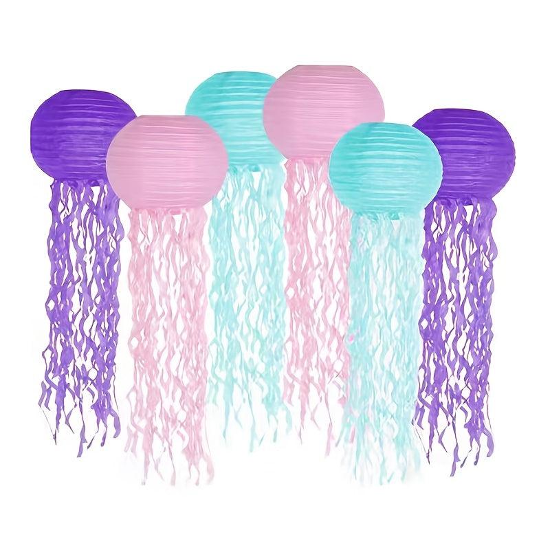 6pcs Jelly Fish Paper Lanterns Hanging Lanterns