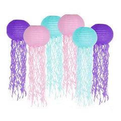 6pcs Jelly Fish Paper Lanterns Hanging Lanterns