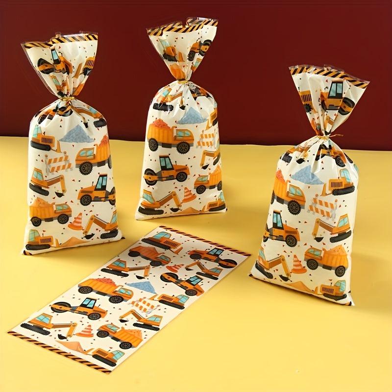 20pcs Construction Watercolor Candy Bag Engineering Excavator Loot Bags