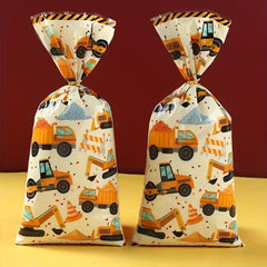 20pcs Construction Watercolor Candy Bag Engineering Excavator Loot Bags