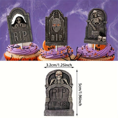 8pcs Halloween Tombstone Cake Toppers Ghost Cake Decoration Supplies