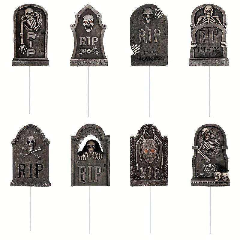 8pcs Halloween Tombstone Cake Toppers Ghost Cake Decoration Supplies