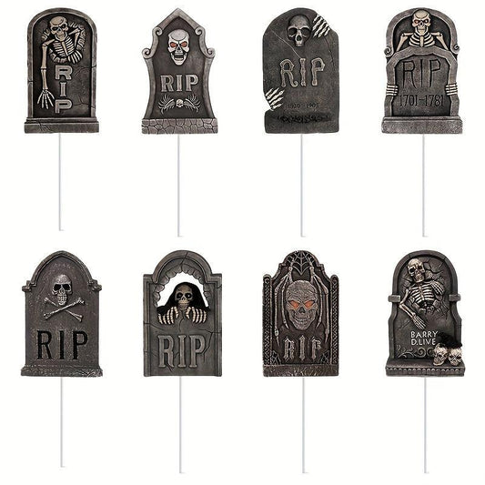 8pcs Halloween Tombstone Cake Toppers Ghost Cake Decoration Supplies