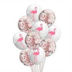 10pc Hawaiian Party Summer Beach Theme Balloons Monstera Palm Leaves