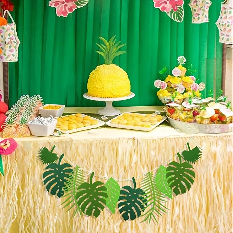 Turtle Leaf Banner Happy Summer Birthday Safari Jungle Party Decor