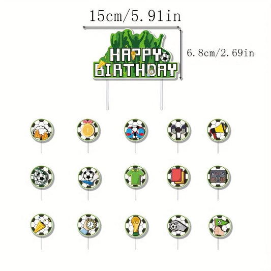 Soccer Theme Birthday Party Decoration Set - Sports Flag Cake Insert