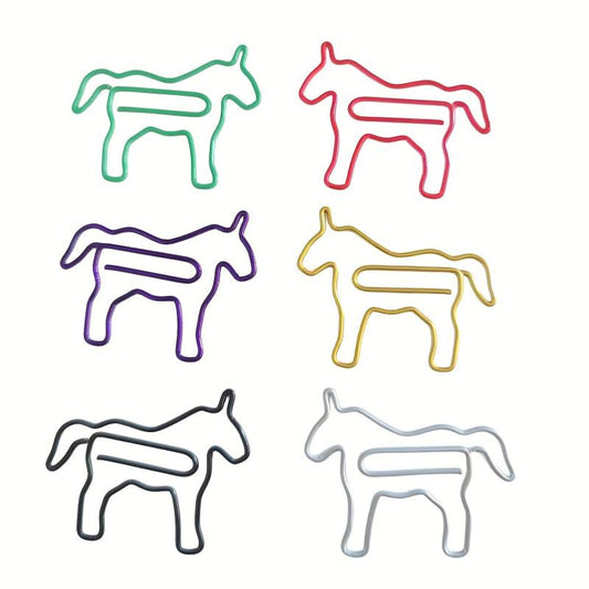 50pcs Horse Paper Clips Assorted Sizes Colors Animal Shaped Paperclips