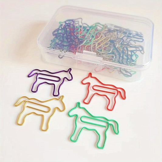 50pcs Horse Paper Clips Assorted Sizes Colors Animal Shaped Paperclips