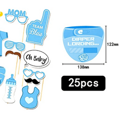 25pcs Shower Party Photo Booth Props Birthday Party Decoration Set DIY Props