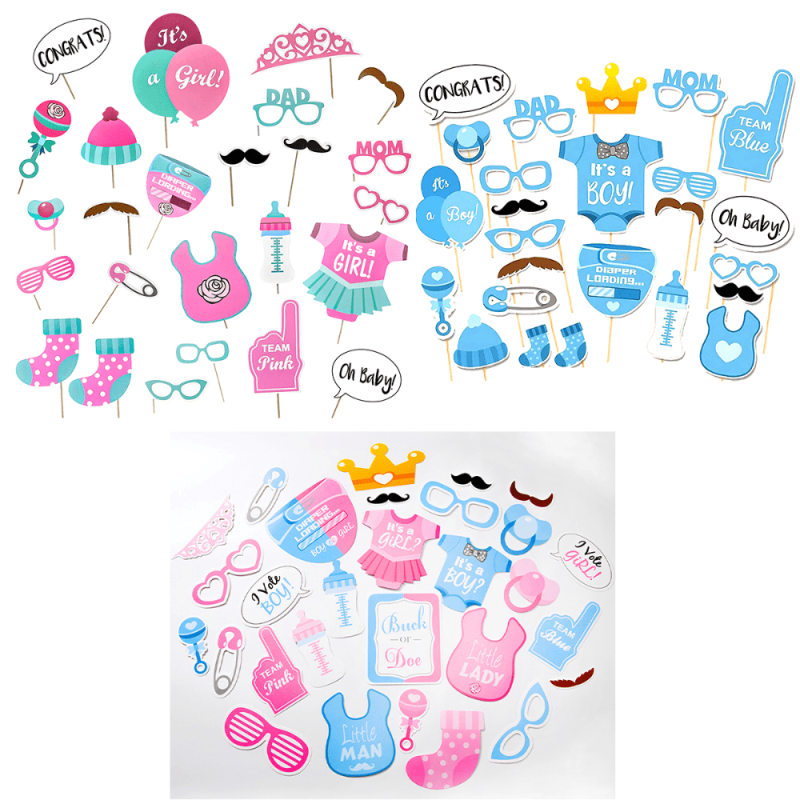 25pcs Shower Party Photo Booth Props Birthday Party Decoration Set DIY Props