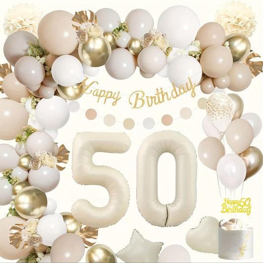 Golden 50th Birthday Balloon Decoration Set for Women