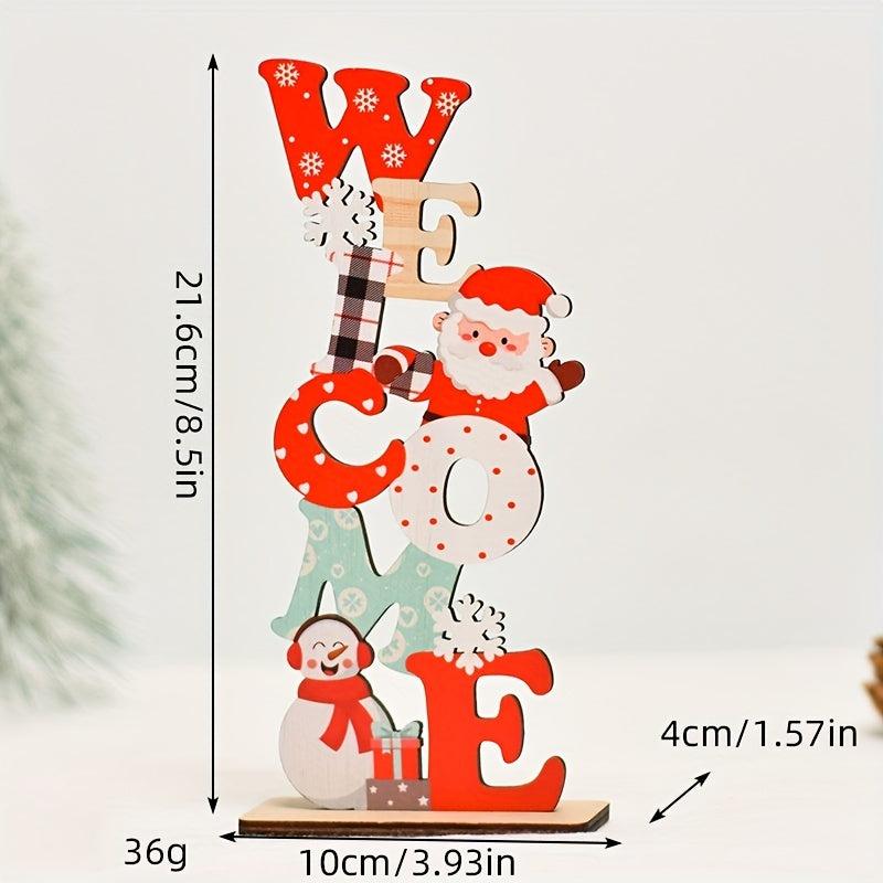 Christmas Wooden Santa Letter Tabletop Ornaments Gift