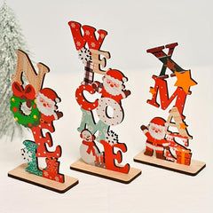 Christmas Wooden Santa Letter Tabletop Ornaments Gift