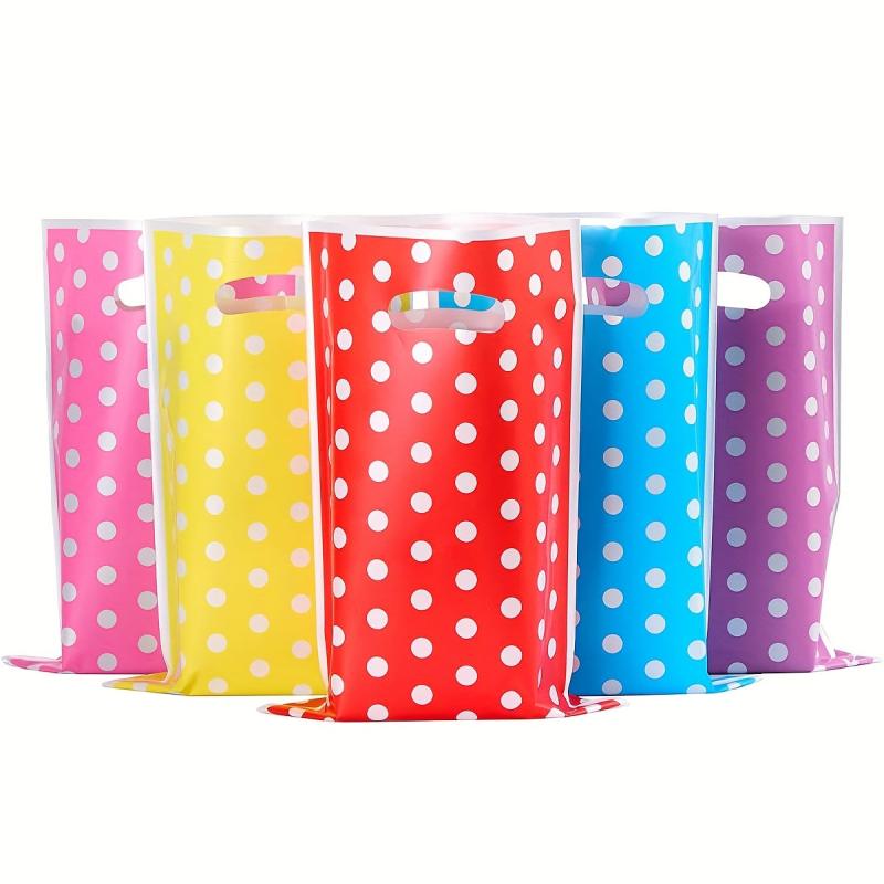 50pcs Polka Dot Holiday Party Gift Bag Candy Plastic Bag Back Gift Bag