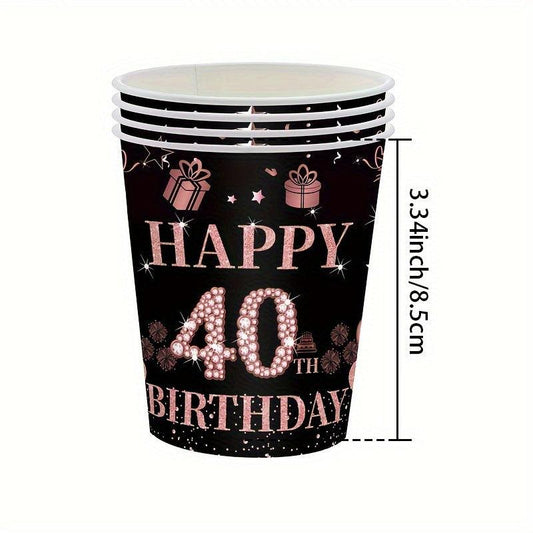 40 Years Old Digital Birthday Theme Set Tissue Paper Plate Paper Cup Party Decor