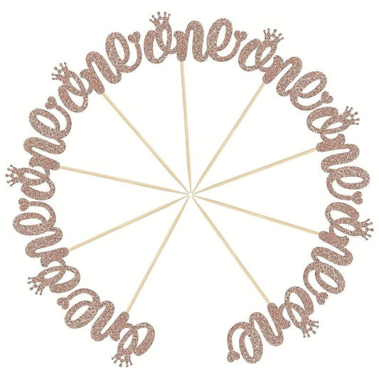 12pcs 1st Birthday Cupcake Toppers Baby Shower Cake Decorations