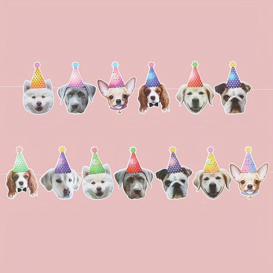 DIY Paper Cat Dog Party Pull Flag Home Decor