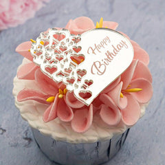 6pcs Happy Birthday Heart Acrylic Cake Topper for Dessert Table Decor