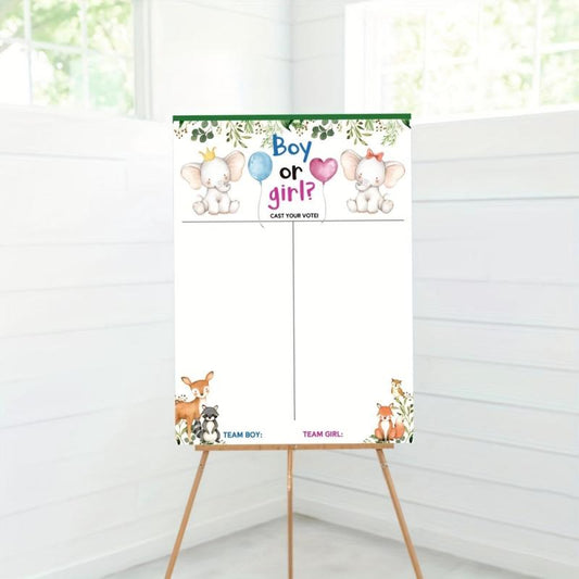 36pcs Gender Reveal Poster and Stickers Set for Baby Shower
