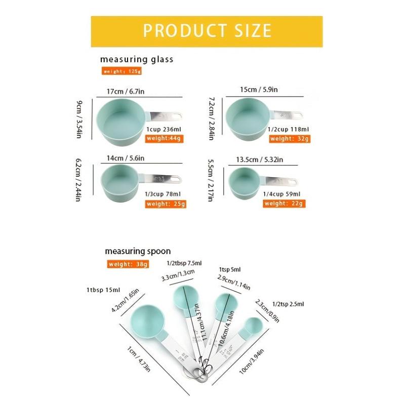 8pcs Stainless Steel Measuring Spoon and Cup Set with Scale for Baking