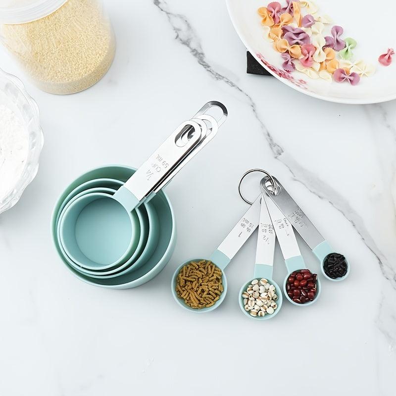 8pcs Stainless Steel Measuring Spoon and Cup Set with Scale for Baking