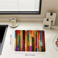 Colorful Geometric Dish Drying Mat Water Absorbing And Draining Pad