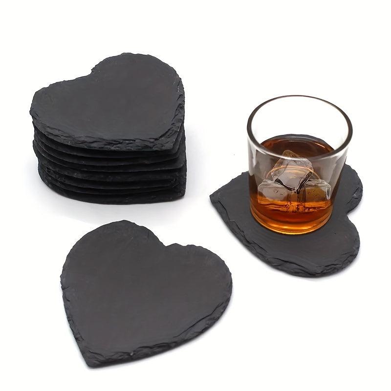 12pcs Slate Coasters Set Heat Insulation Mat Stone Coasters